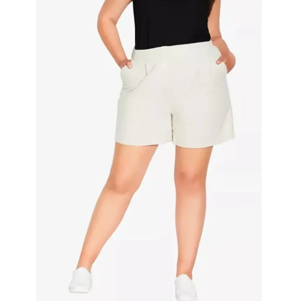 City Chic Sicilian Beige Linen Cotton Pocket Shorts Womens Trendy Plus Size 18 - Picture 1 of 13